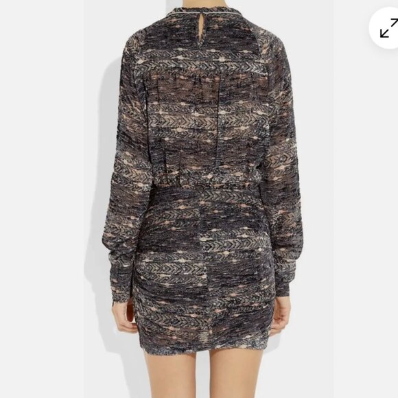 Isabel Marant Ellos Burnout Velvet Ikat Mini Dress NWOT Size 40 Blue Peach - Picture 2 of 9